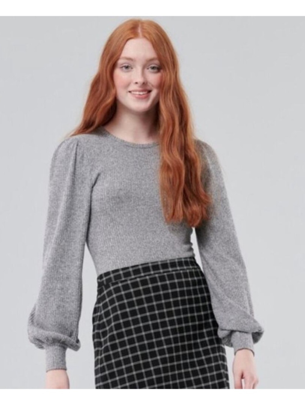 Hollister Gray Ribbed Knit Top